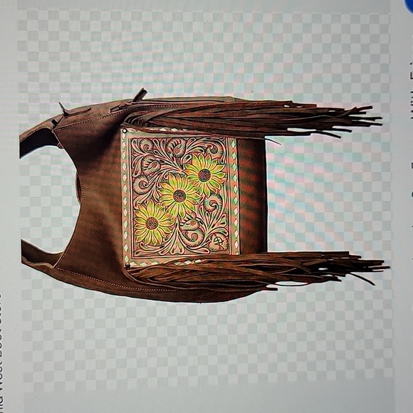 American Darling Large Conceal Carry Fringe Bag Hand Tooled Sunflowers - Picture 9 of 9